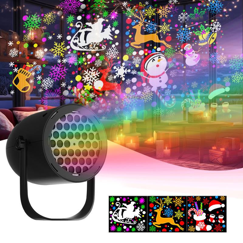 JOYTUTUS LED Christmas Projection Lamp 5V/1A with 16 Patterns USB Powered for Home & Car Use Dynamic Stage Projector for Holiday Party Atmosphere