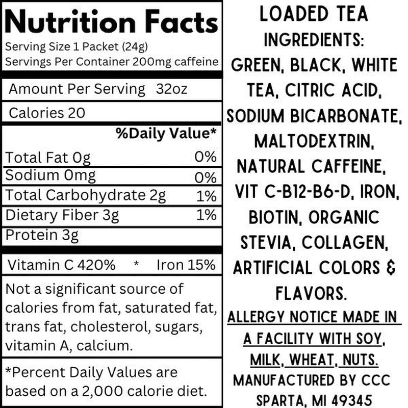 Loaded Tea-At Home Flavor Pack-Powered Caffeinated Beverage Mix-Loaded Tea-Drink-Package-Energy Powder Beverage-55 Flavors Caffeine Convenience